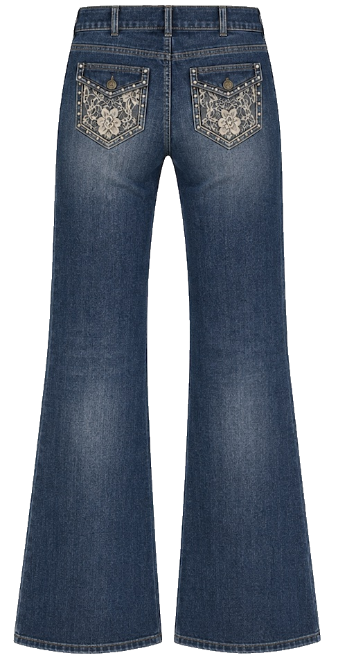 Lace Pocket Flares Back
